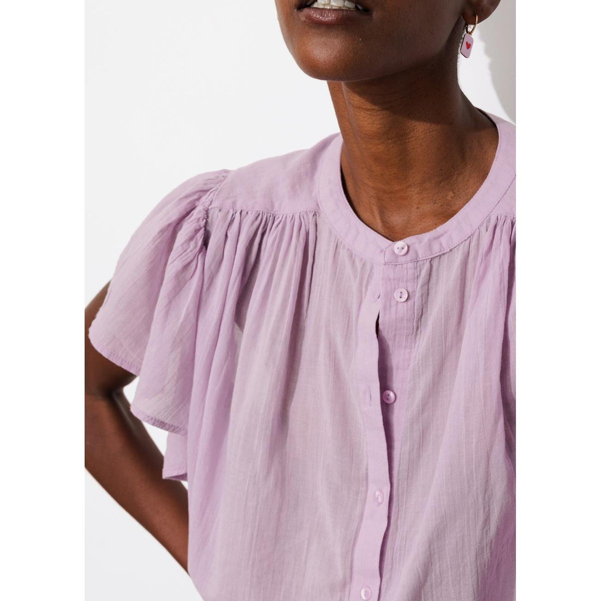 Chemise en cotonnade unie violet, PROMOD