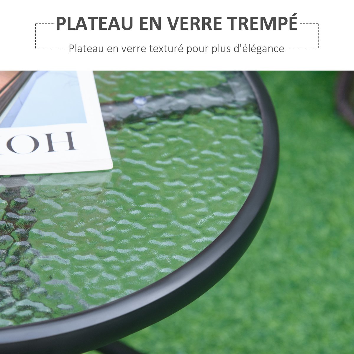 Table d'appoint de terrasse Métal Noir noir, OUTSUNNY