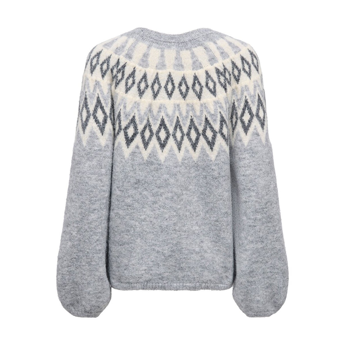 Pull a maniche lunghe con stampa jacquard fantasia grigio, ONLY