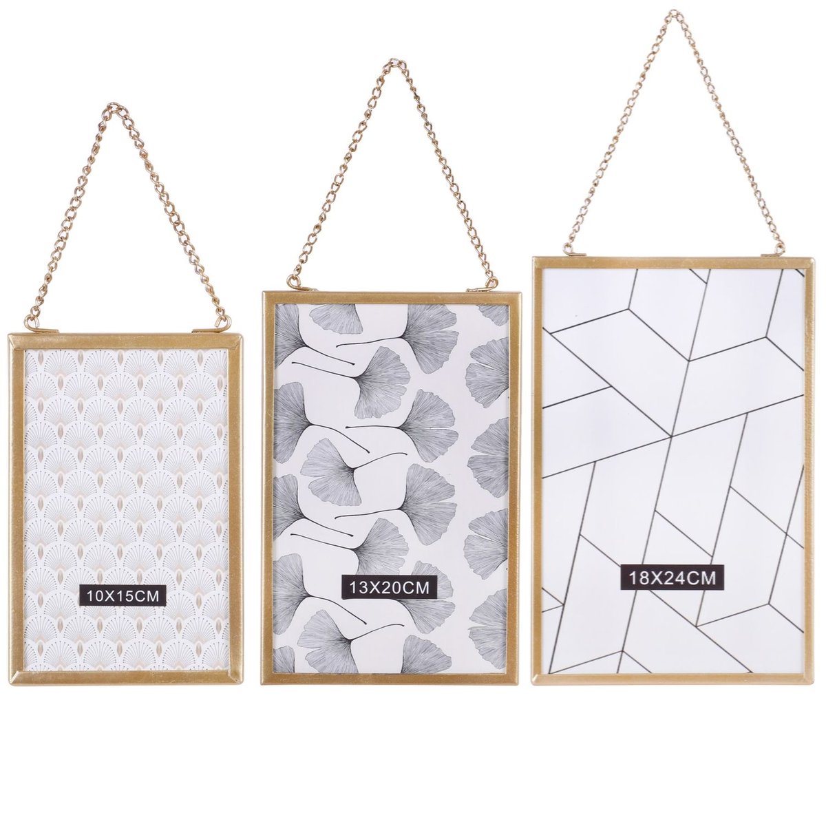 Lot de 3 cadres photo à suspendre design petit modèle GOLD HOME or, TOILINUX