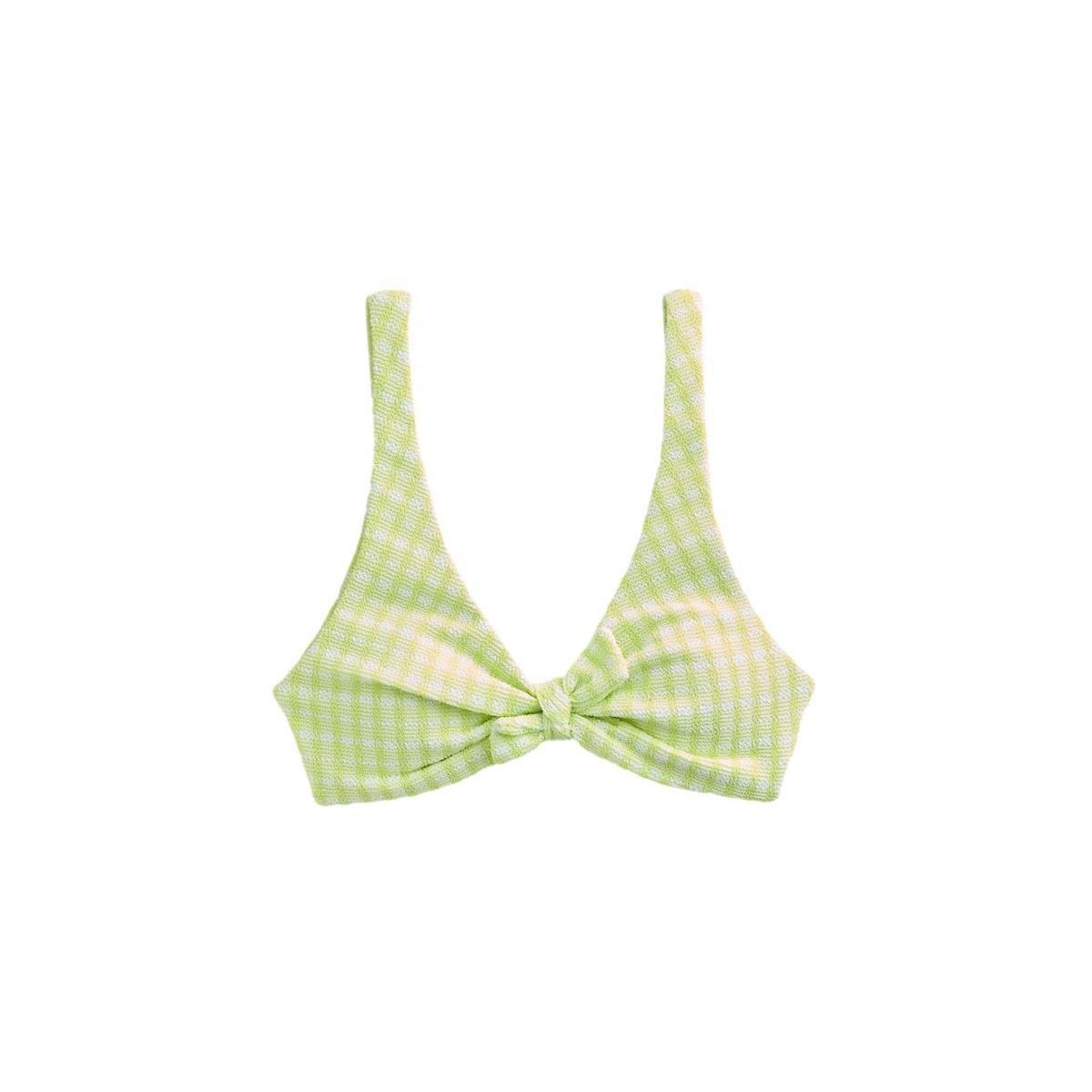 Haut de bikini court vichy vert citron froissé, NEXT
