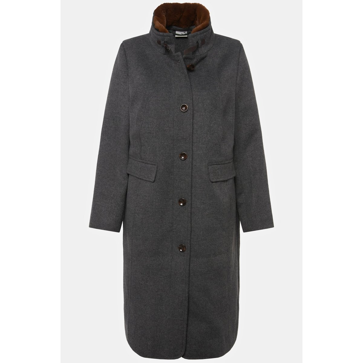 Manteau style tyrolien à col montant taupe, ULLA POPKEN