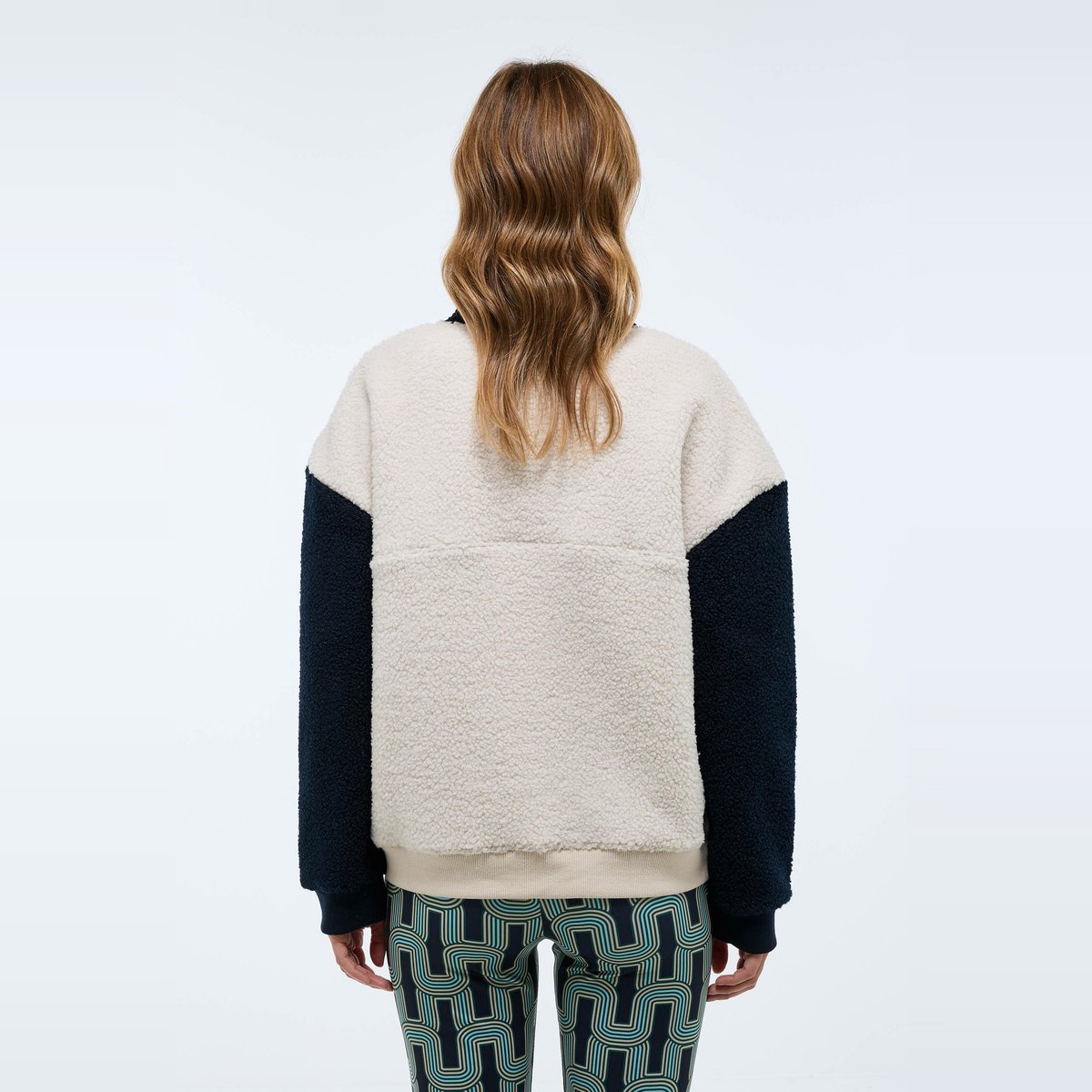 Sweat coloré en sherpa enduit, MONOPRIX
