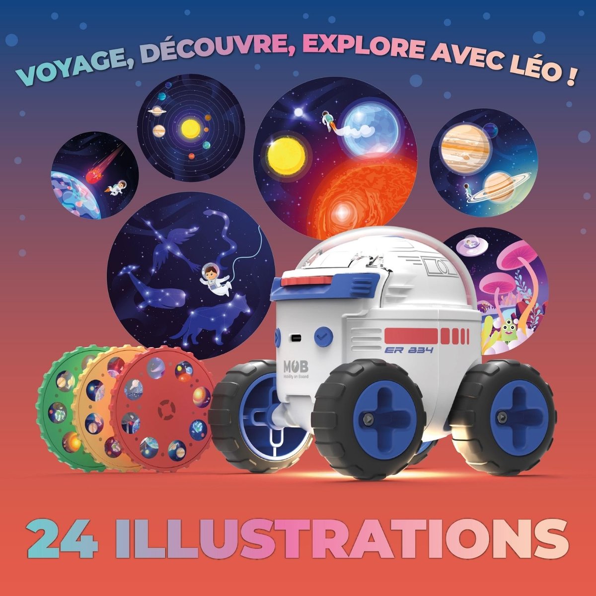Projecteur d'histoires blanc, bleu, noir, MOB