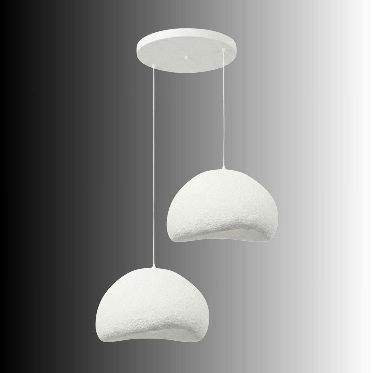 Suspension de table blanche design 2 abat-jour 94 cm NOXIS blanc, PIER IMPORT