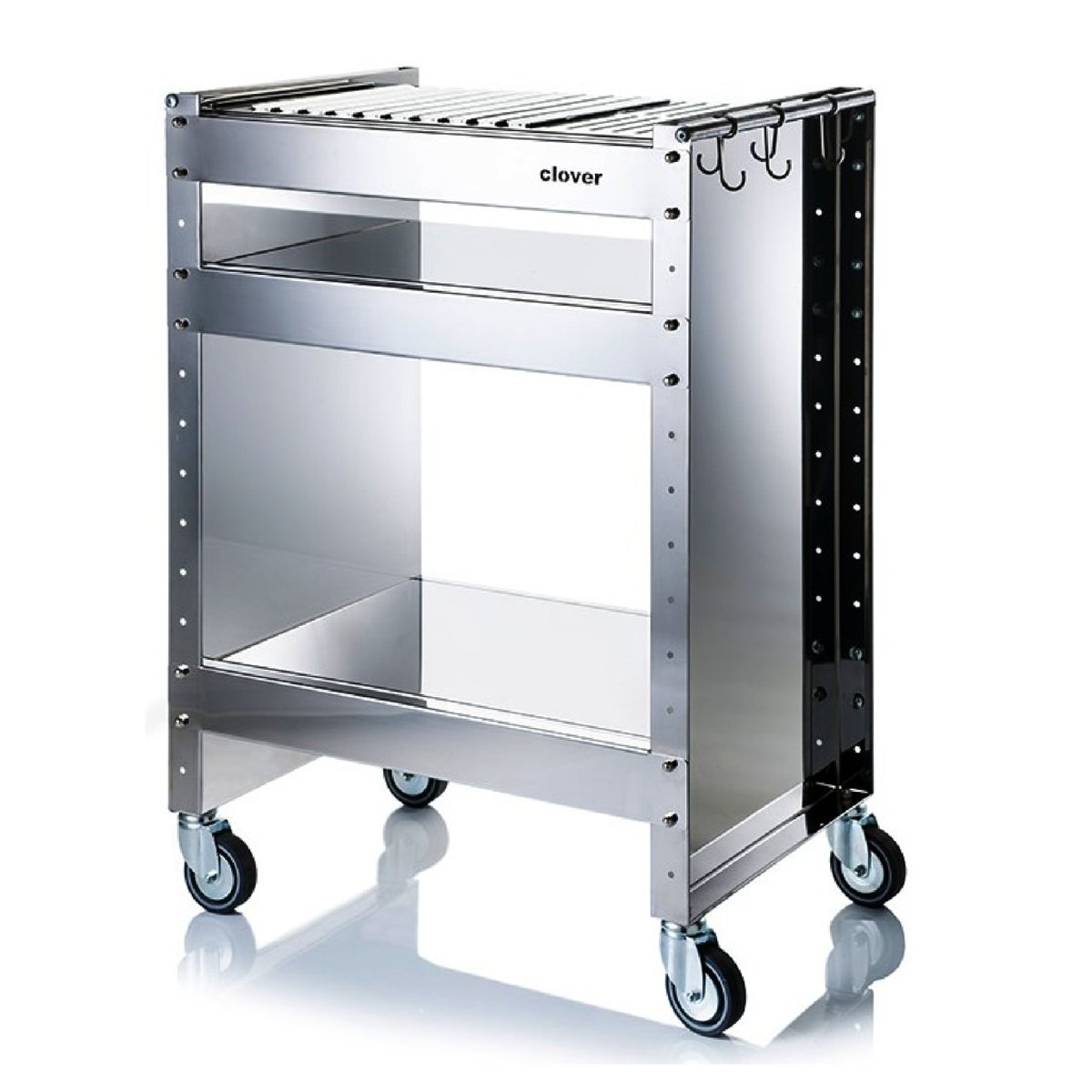 Barbecue à charbon de bois avec roues, acier inoxydable, CLOVER autres, DON HIERRO