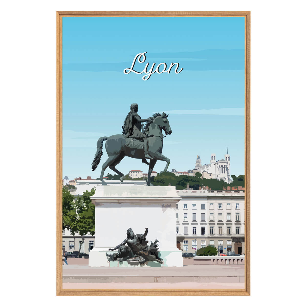 Tableau Mural Illustration Place Bellecour Lyon ILLUSTRATION gris-fibres de bois, CEANOTHE