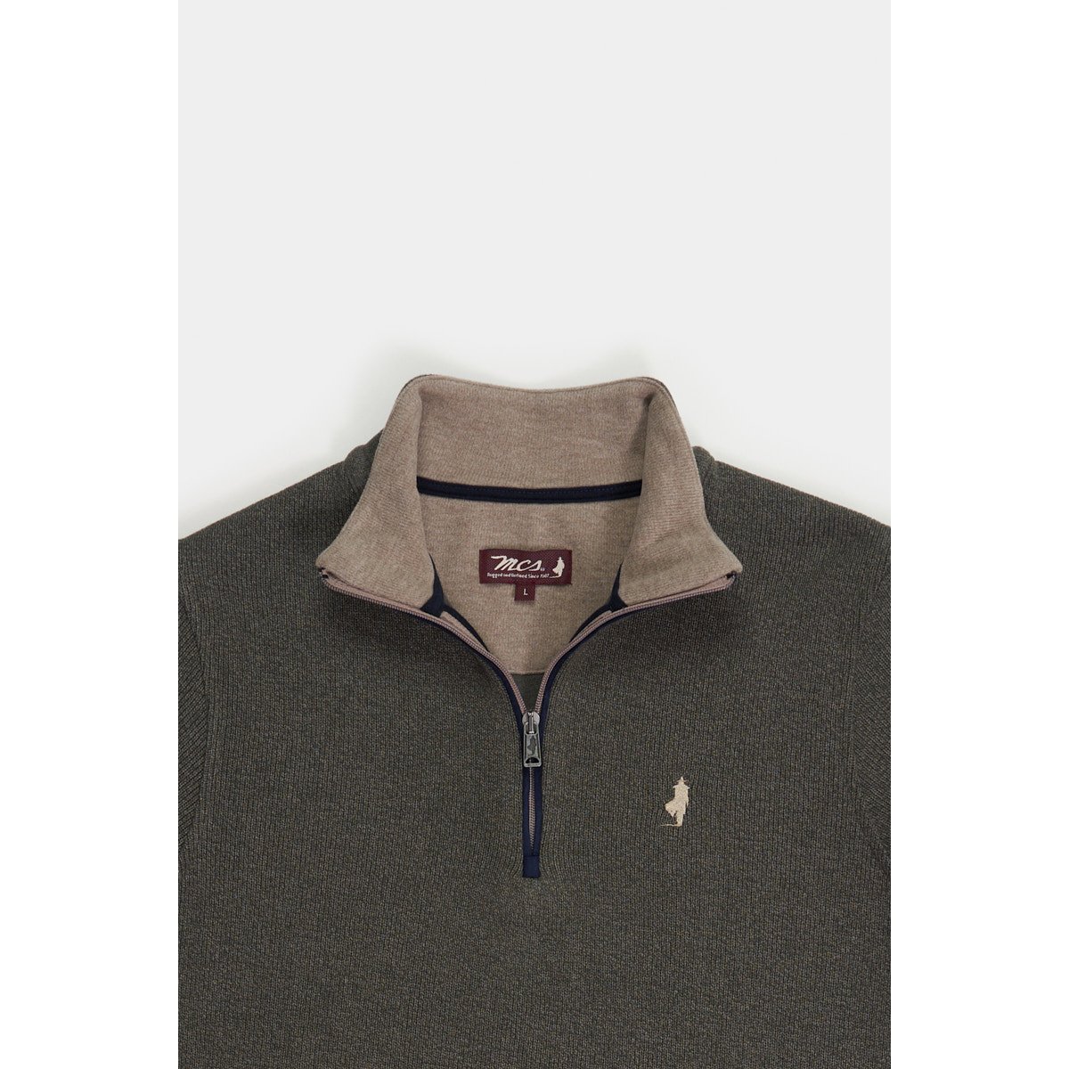 Sweat doux col zippé vert kaki, MCS