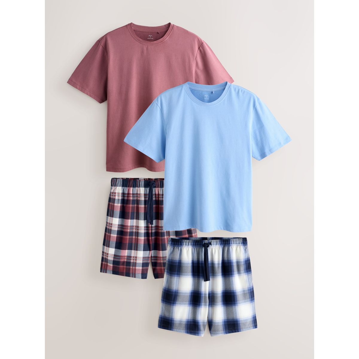 Pyjama manches courtes confortable, lot de 2 bleu/ mauve violet, NEXT