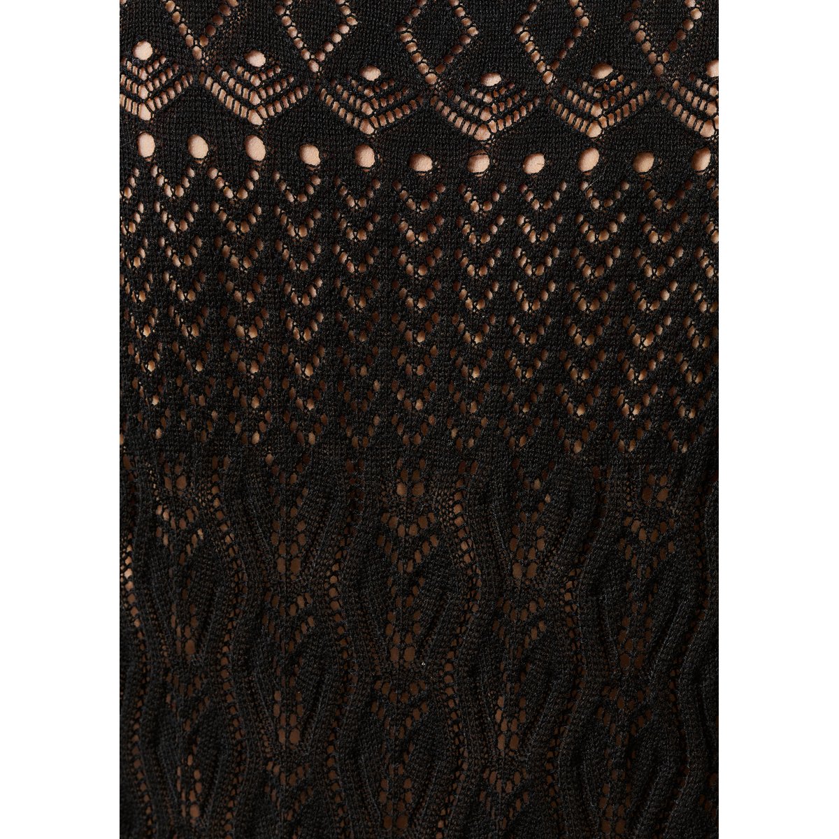 Pull en maille ajourée manches longues col montant noir, LA FEE MARABOUTEE