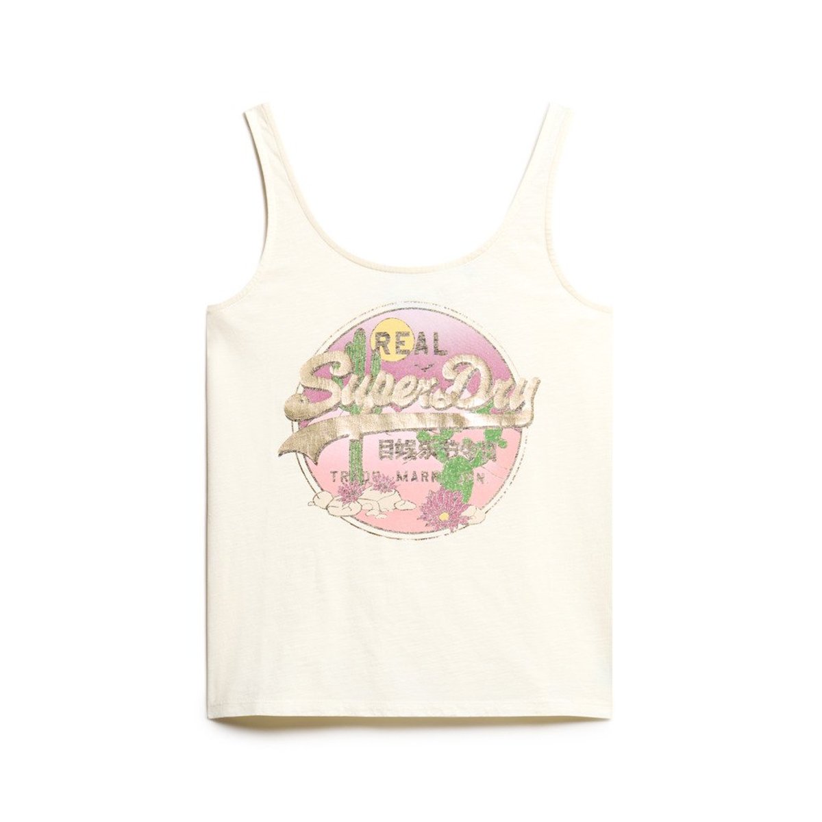 Débardeur Vintage Logo Narrative blanc cassé, SUPERDRY