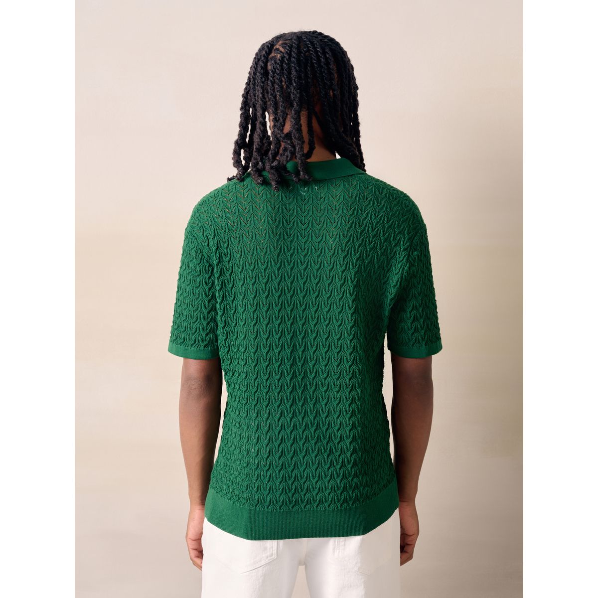 Polo standard pointelle de coton à col trophy tennis green, NEXT