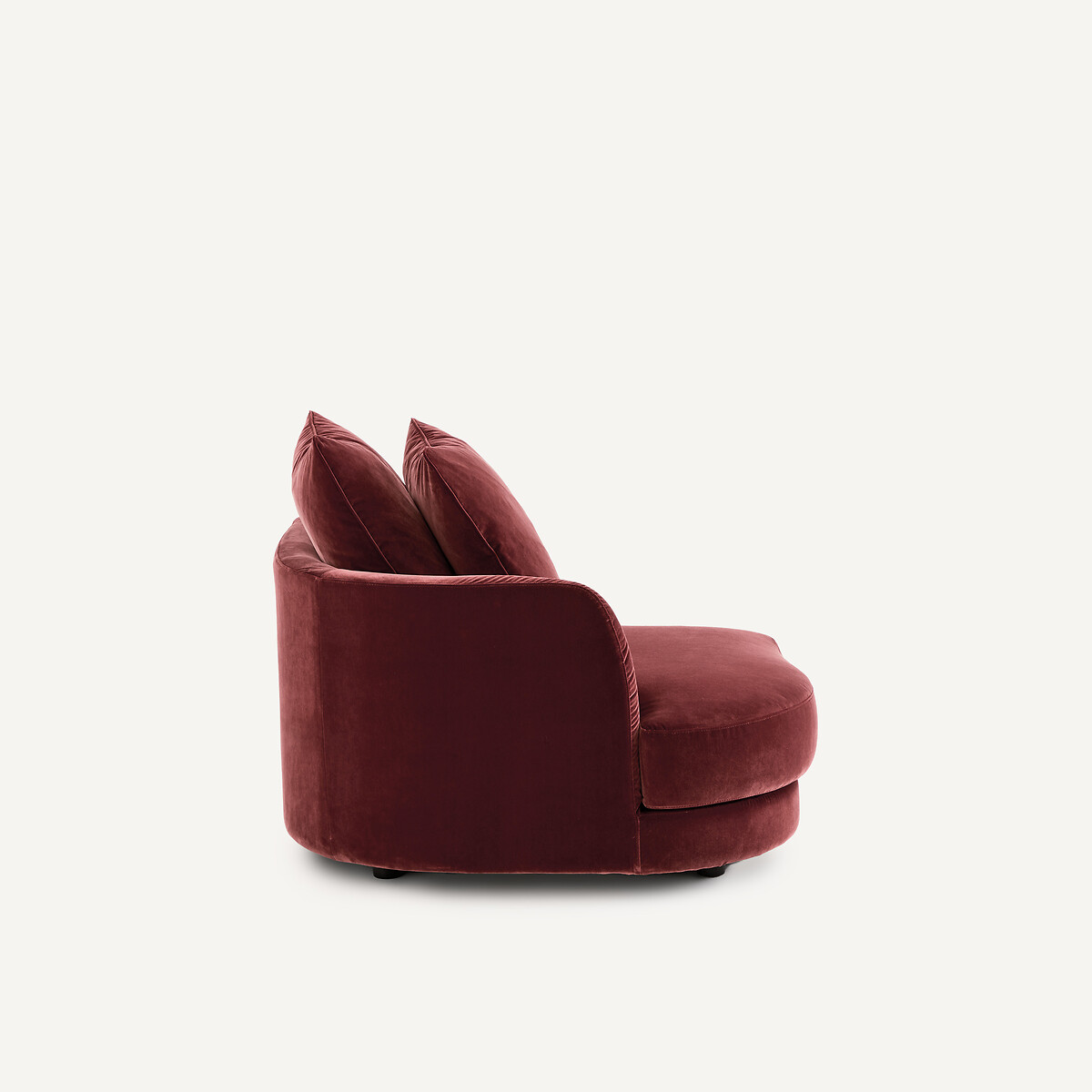 Demi-canapé gauche, arrondi, modulable en velours, TIBERIO grenat, AM.PM