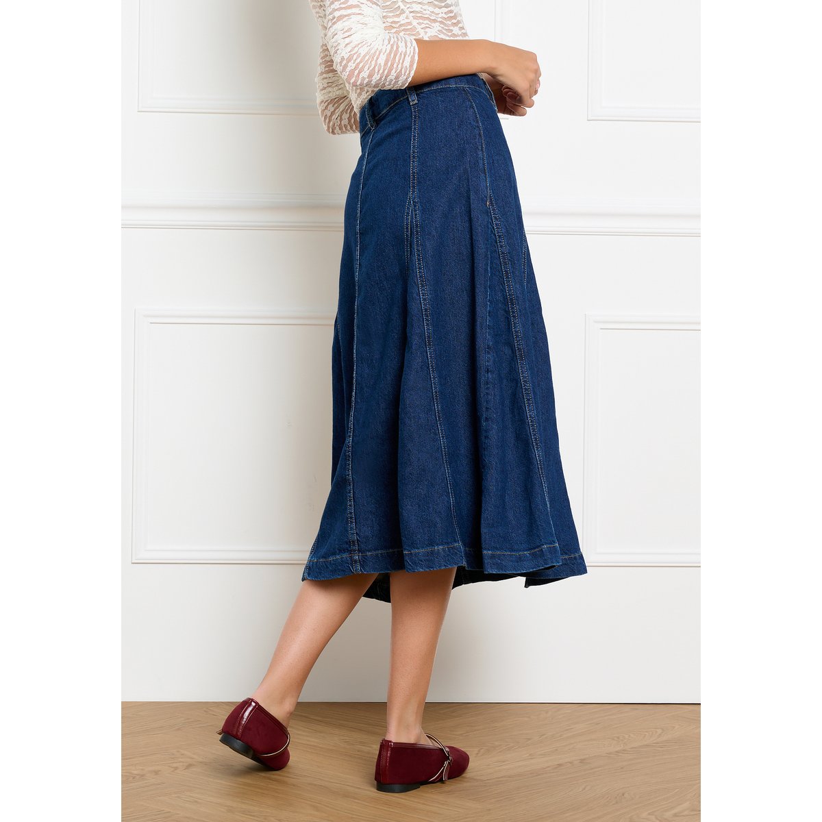 Jupe midi en jean dark blue, LOLALIZA