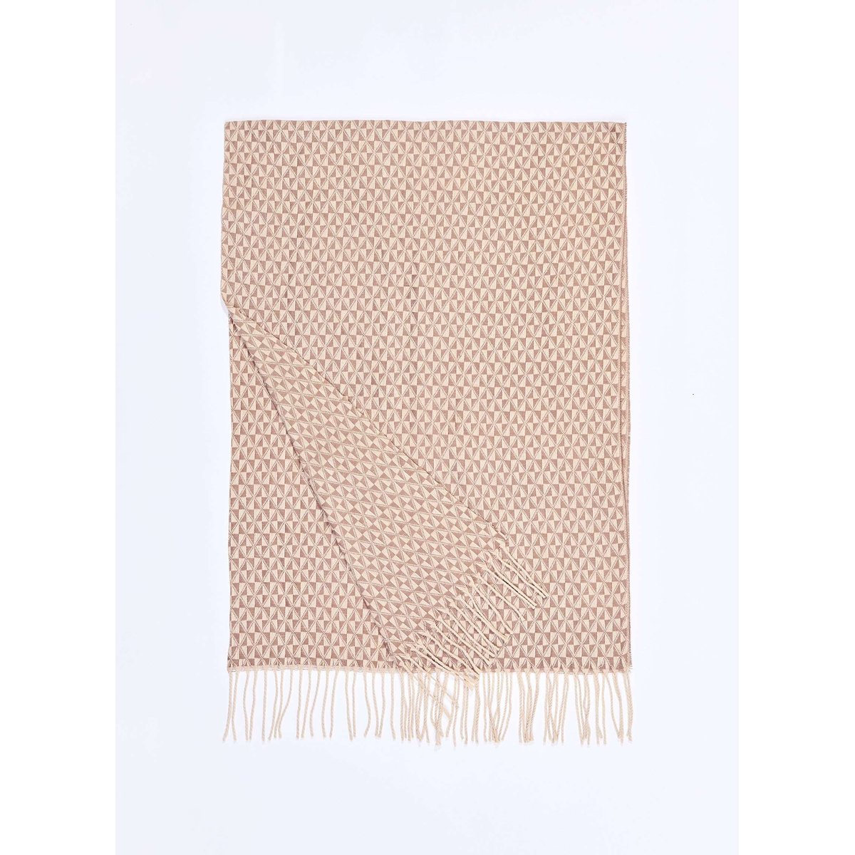 Écharpe rectangulaire tricotée GEO beige camel, LA FIANCÉE