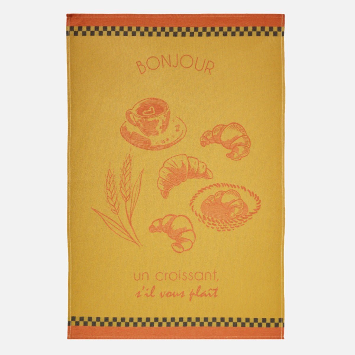 Torchon jacquard en coton LE CROISSANT jaune, COUCKE