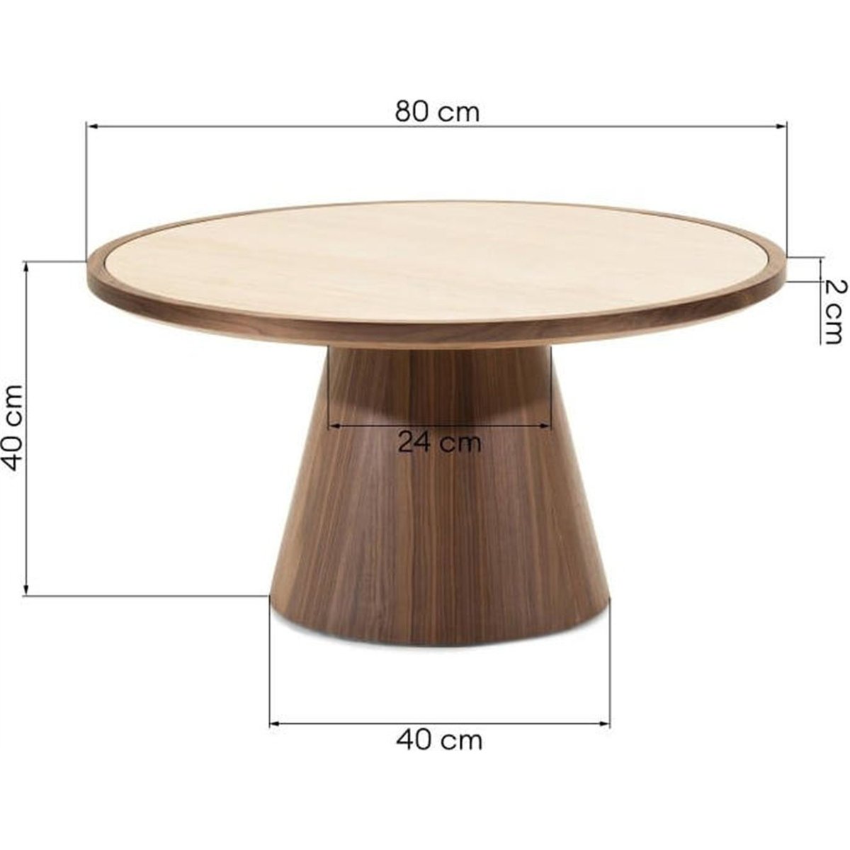 Table basse ronde travertin collection WASABI noyer et travertin, RECOLLECTION