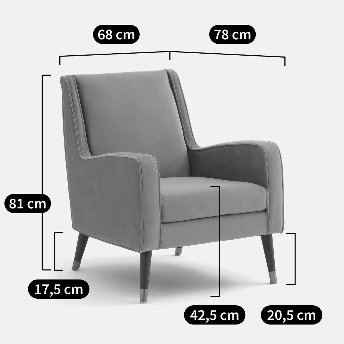 Fauteuil, en velours, (Y) ocre, LA REDOUTE INTERIEURS