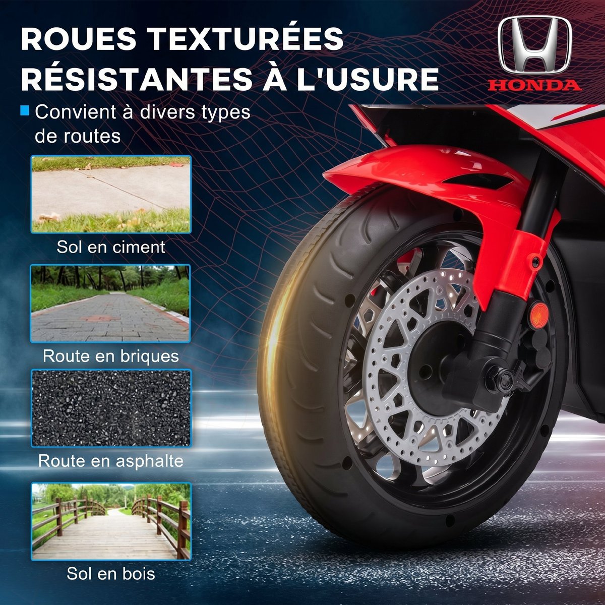 Moto électrique à conducteur assis PP Rouge rouge, HOMCOM