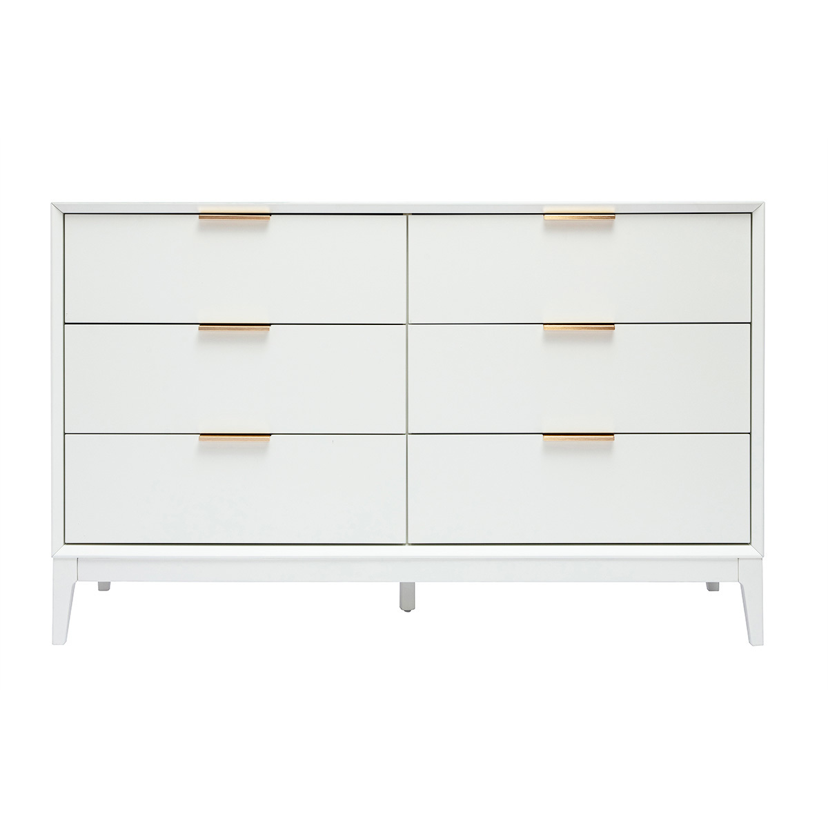 Commode blanche mat et métal doré 6 tiroirs L120 cm GIANA blanc, MILIBOO
