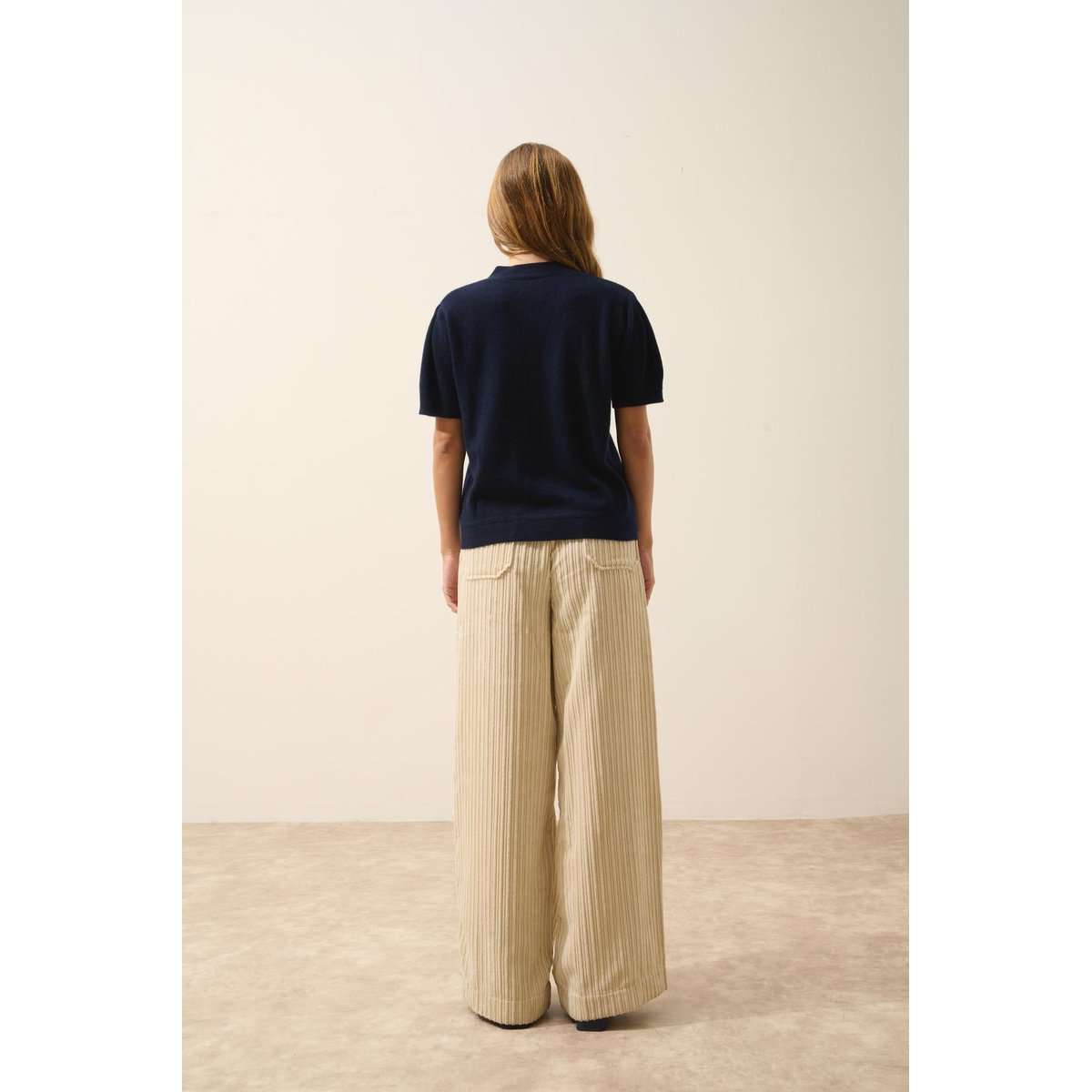 Cardigan Col V Manches Courtes Navy Iris bleu foncé, JUST CASHMERE