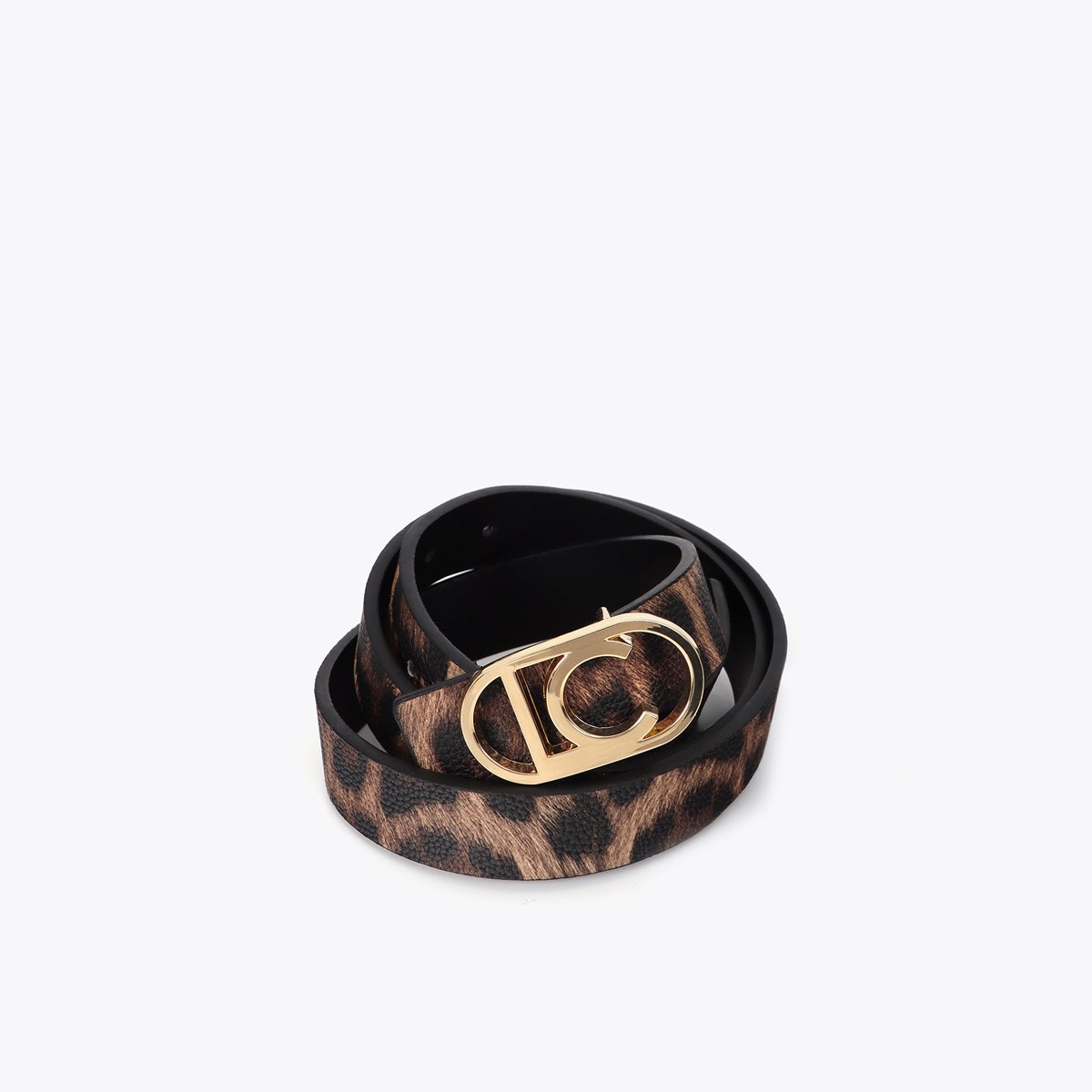 Ceinture fine léopard réversible à boucle ovale léopard, LOLA CASADEMUNT