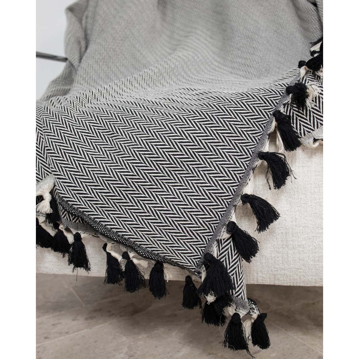 Plaid coton MEGEVE noir, FEBRONIE