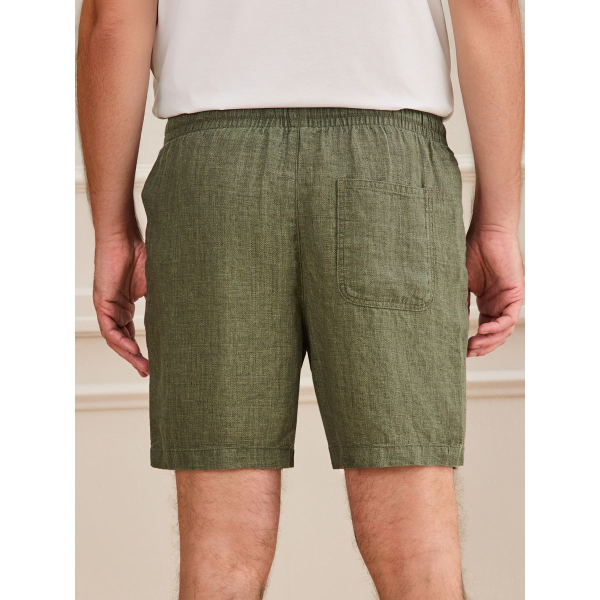 Short en lin épais avec taille à cordon vert, NEXT