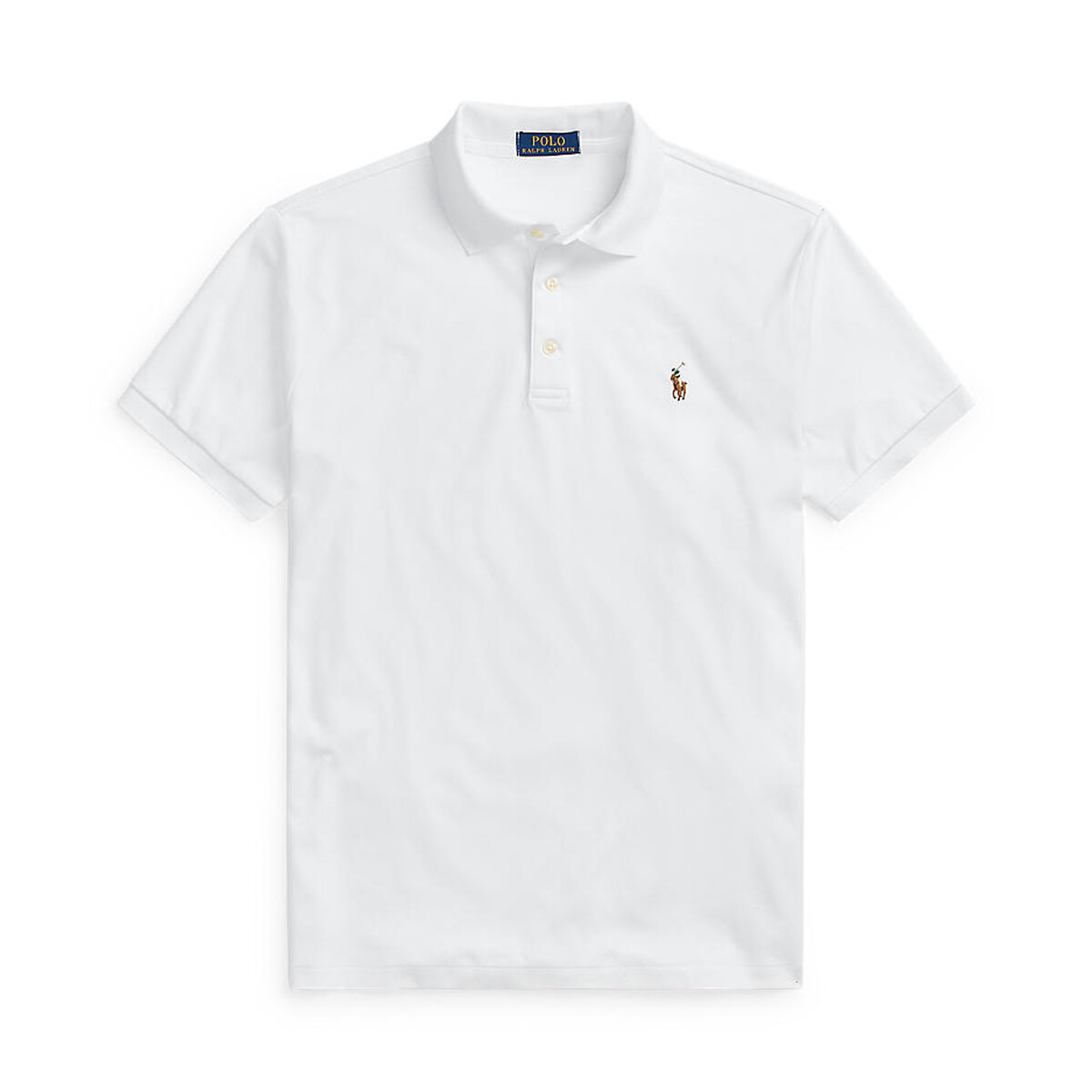 Polo direito custom fit, em malha interlock branco, POLO RALPH LAUREN