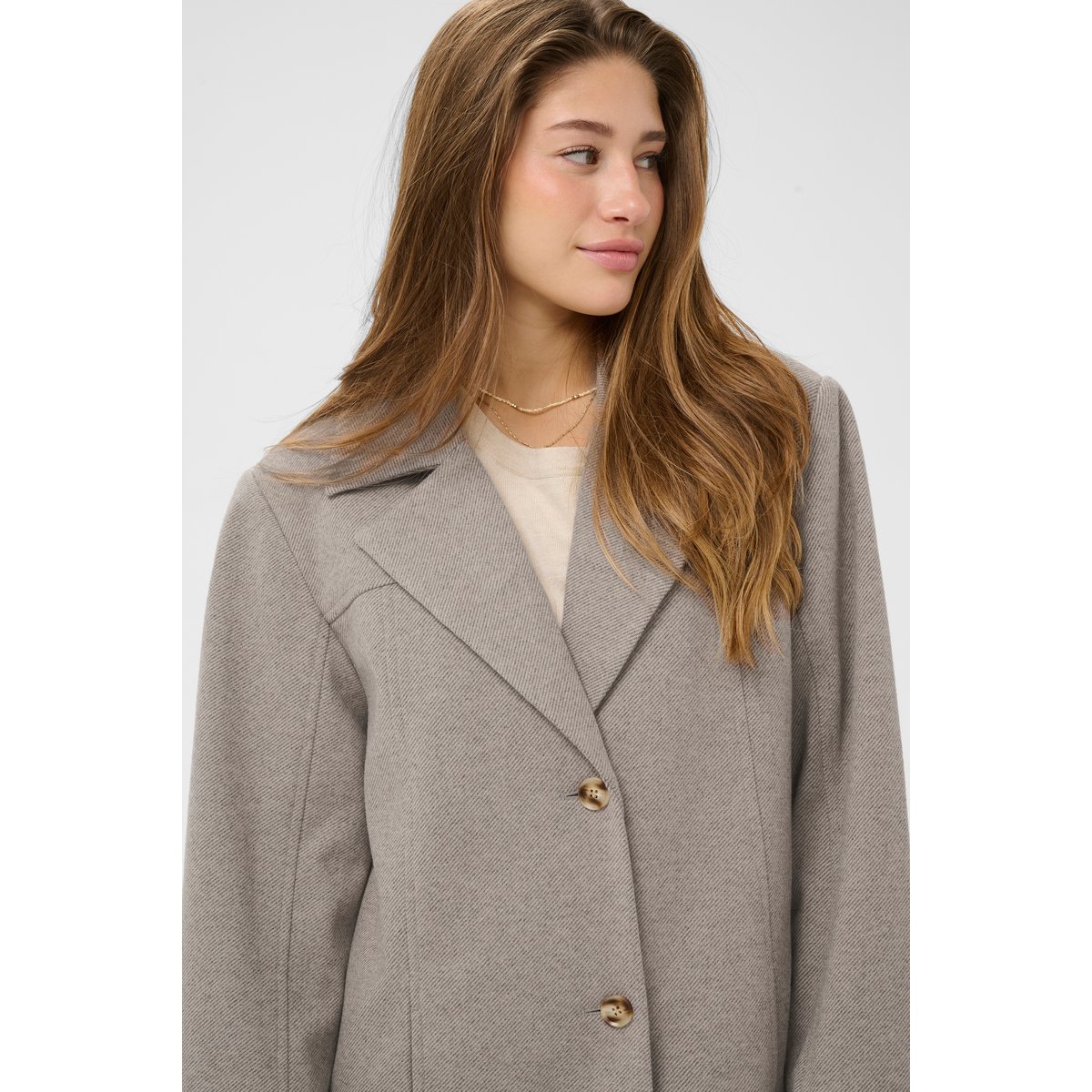 Manteau beige brown lentil melange, CREAM