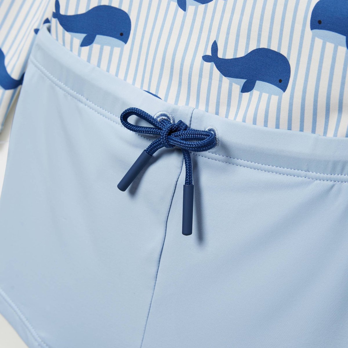 Maillot de bain tee-shirt manches longues imprimé et short uni anti-UV ecru, BOUT'CHOU