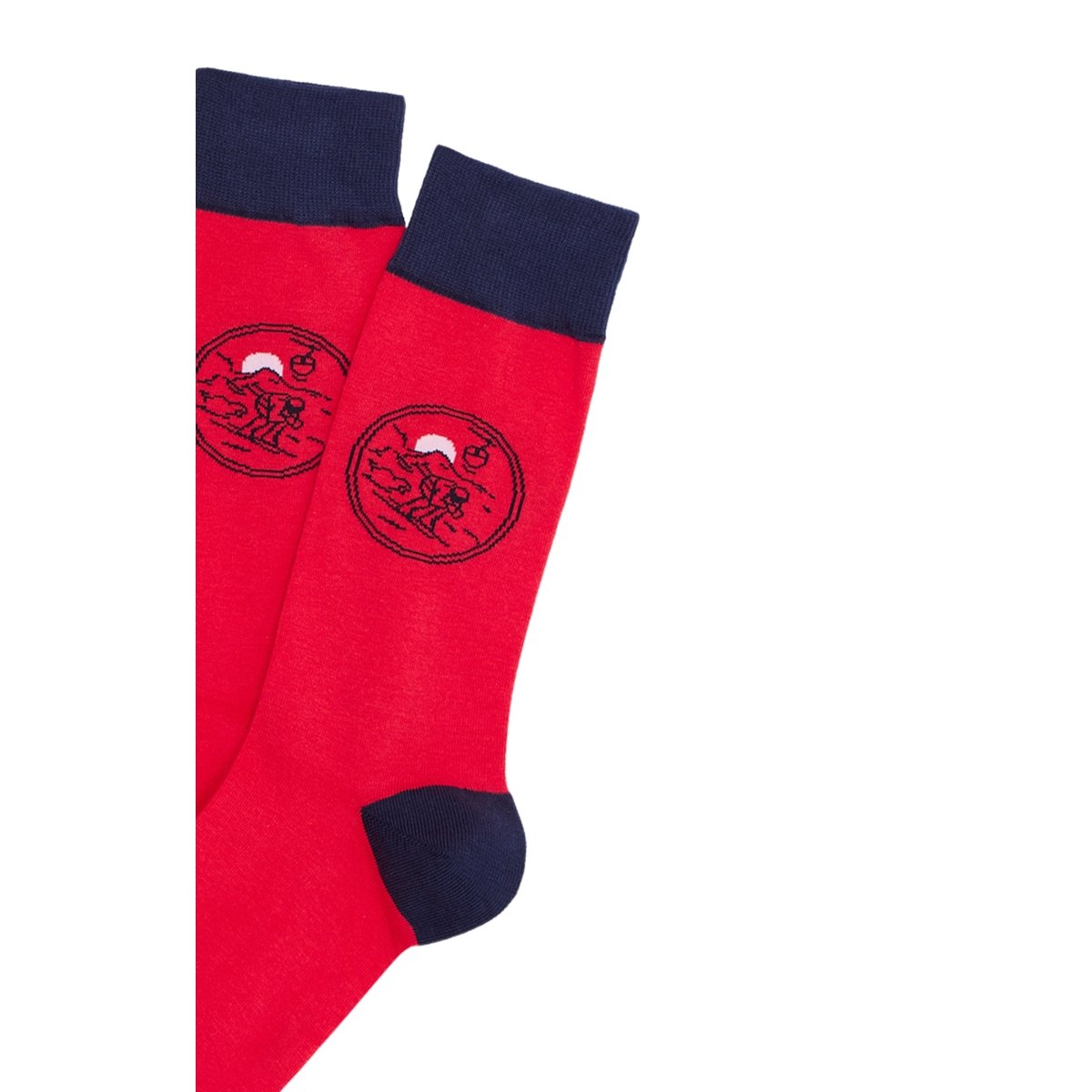 Chaussettes en coton imprimé Descente de lit Rouge Made in France rouge, ARTHUR