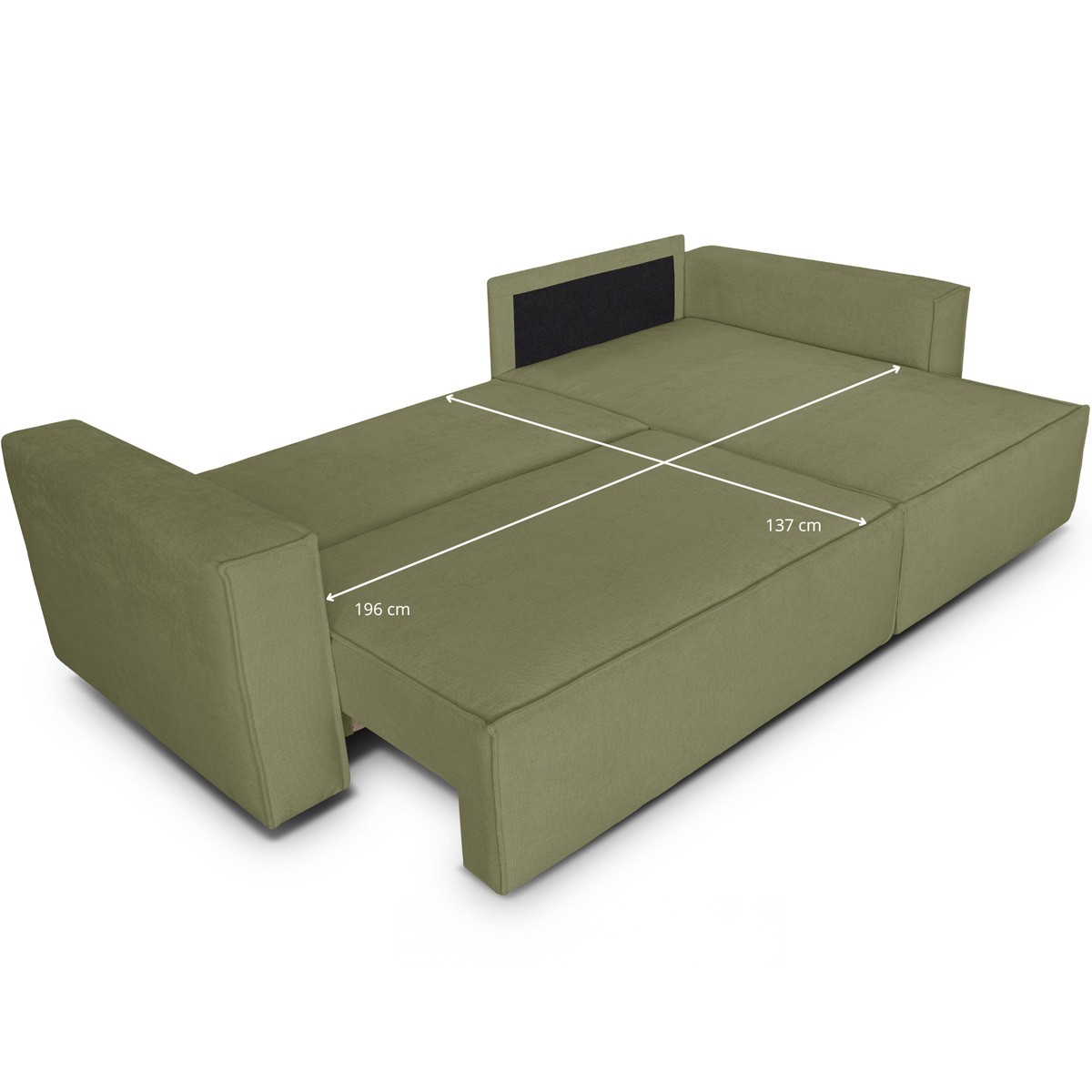 Canapé d'angle convertible 4 places en tissu chenille - LIVIA vert olive, HOMIFAB