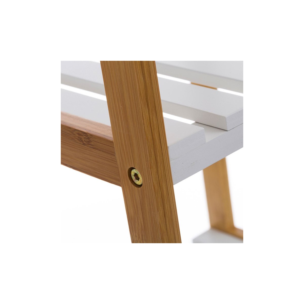 Étagère salle de bain bambou blanc 5 étages - 34x33x140cm blanc, WADIGA