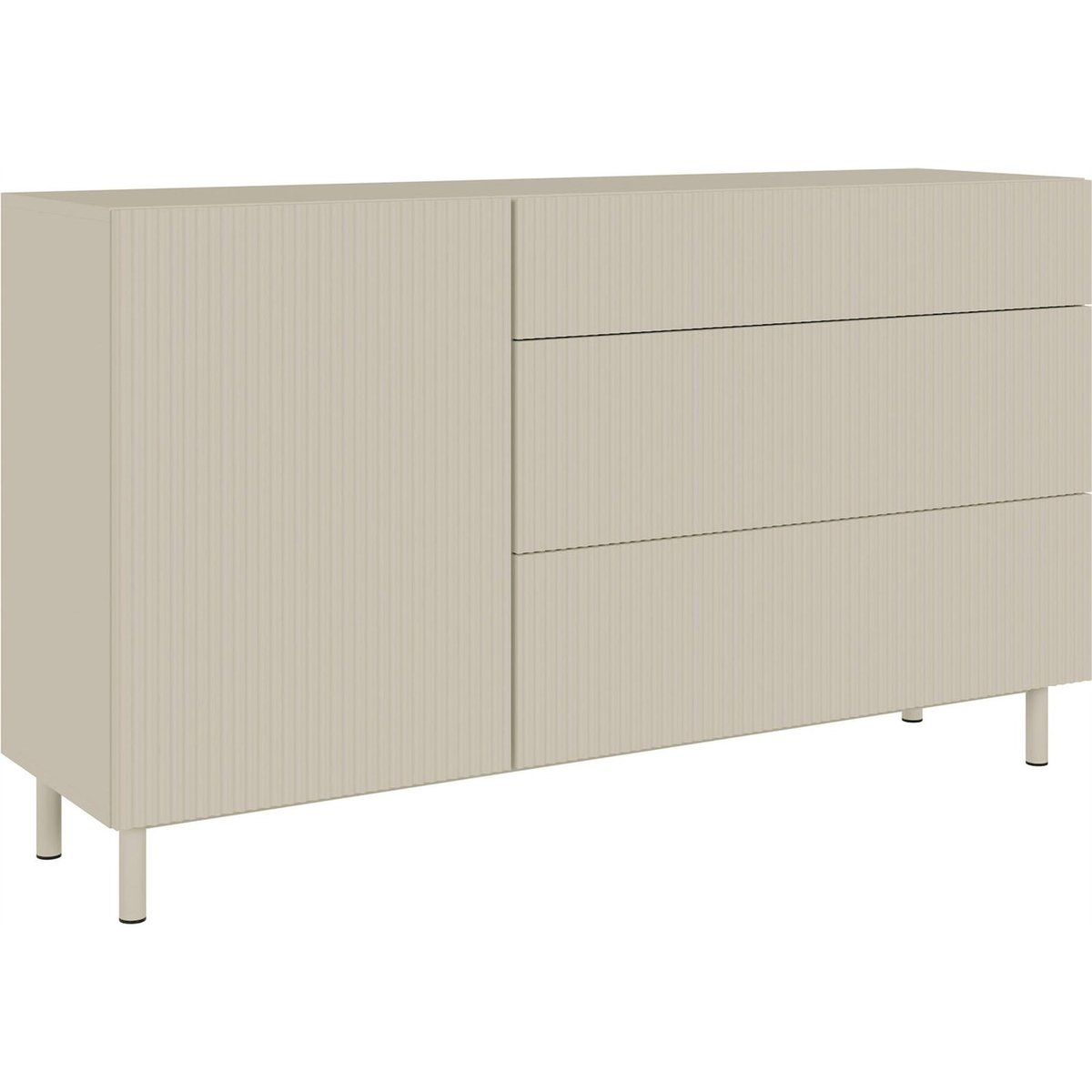 Commode rainurée bois collection VELDIO NEW beige grisé, RECOLLECTION