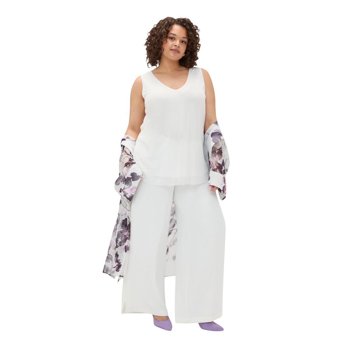 Top à encolure en V blanc, FIORELLA RUBINO