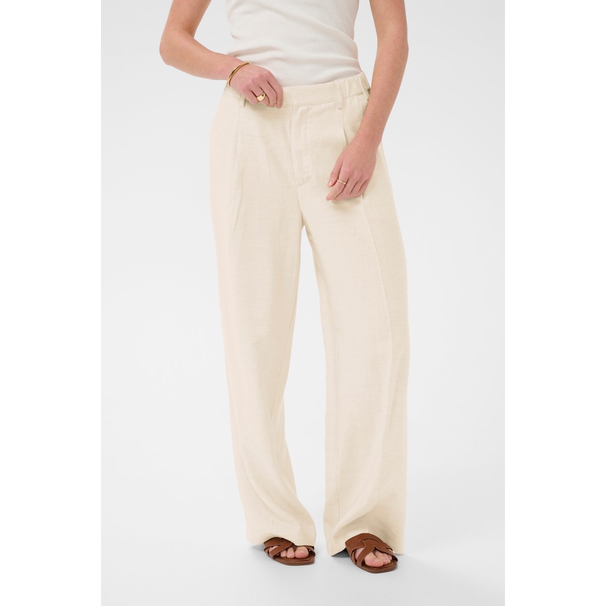 Pantalon casual beige feather gray melange, KAFFE