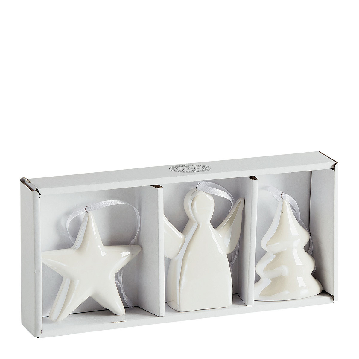 Set de 3 décorations de Noël en céramique blanc, MATHILDE M