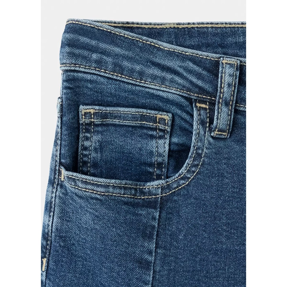 Jean wideleg coutures décoratives bleu foncé, MANGO TEEN
