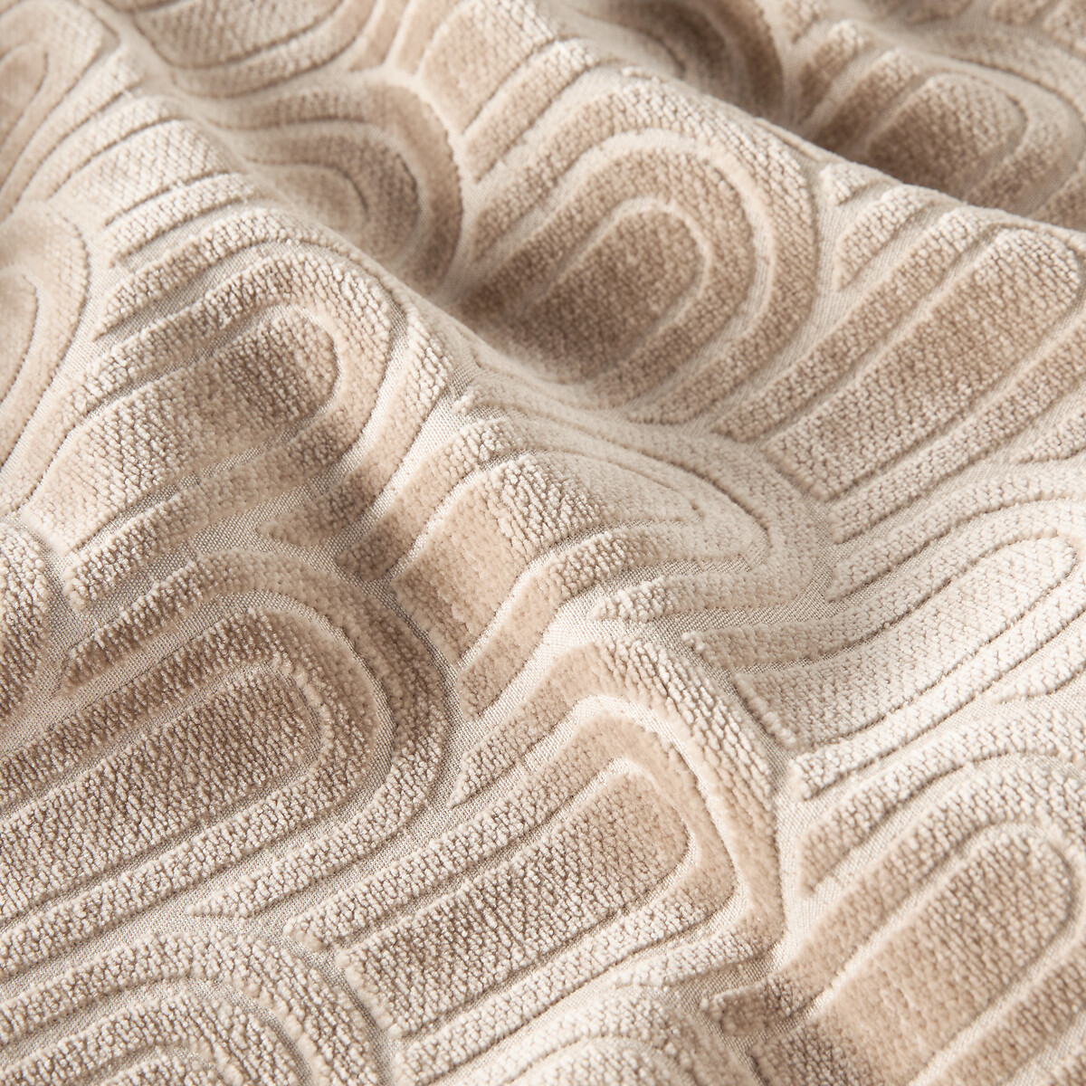 Lichtdoorlatend gordijn met oogjes, van fluweel met inkepingen, DOLCE beige   , LA REDOUTE INTERIEURS