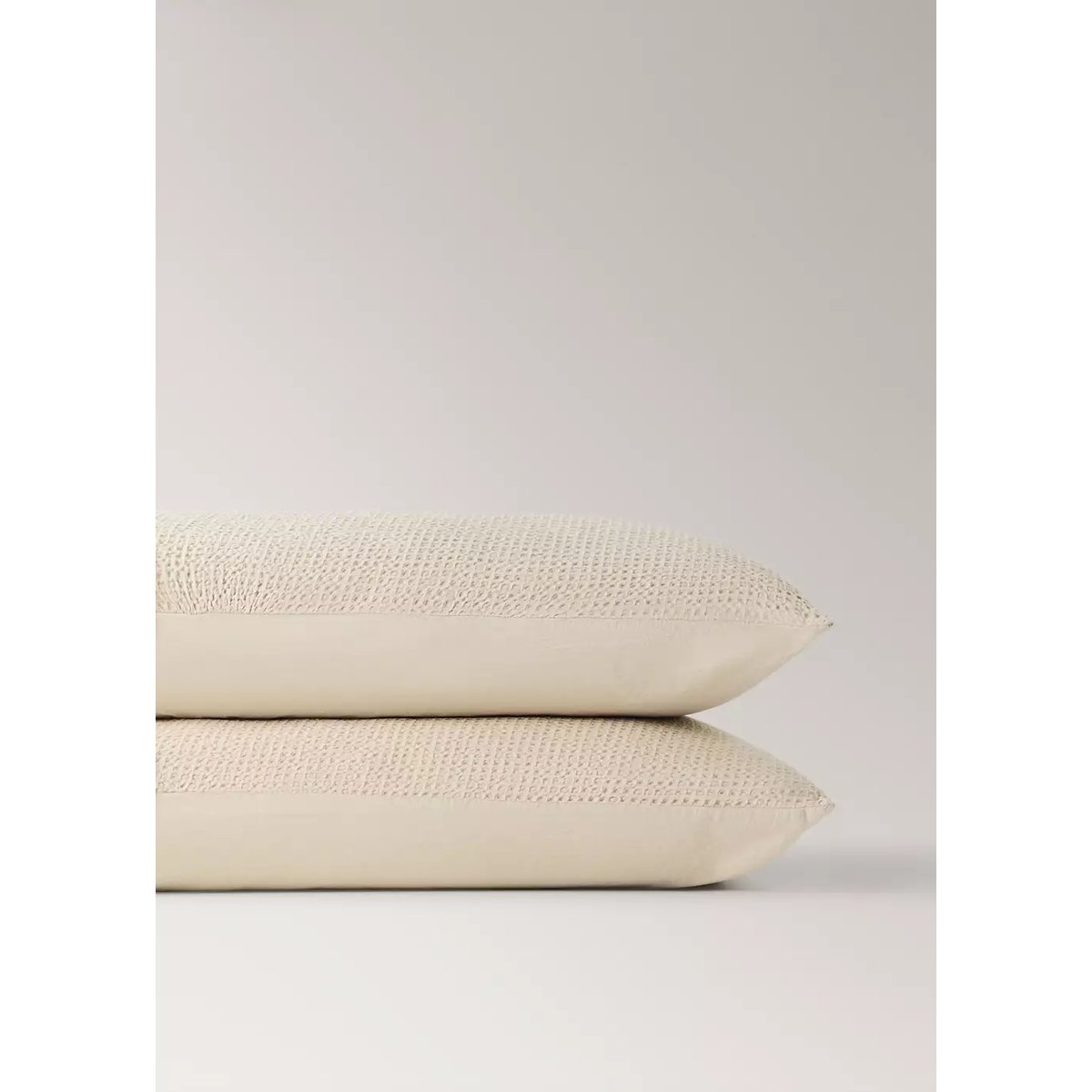 Lot de taies d’oreiller en coton gaufré garment-dyed 50 x 75 cm beige, MANGO HOME