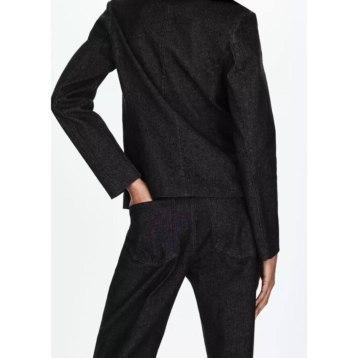 Jean droit taille haute bleu, MANGO