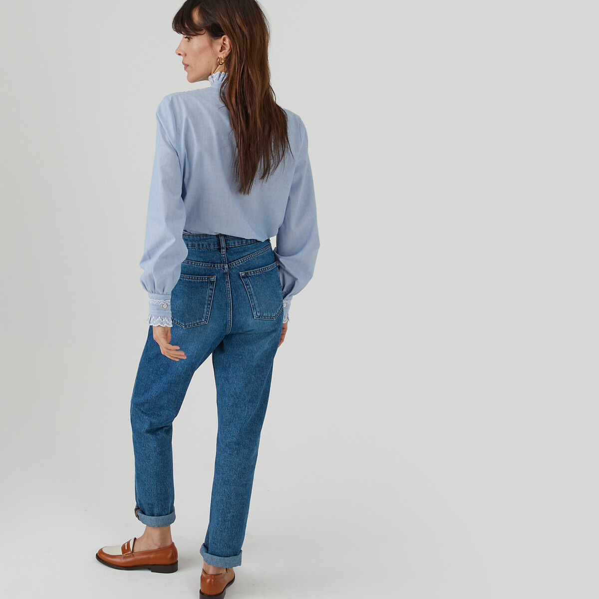 Signatures Eugenie Ruffled Blouse in Striped Print blue striped, LA REDOUTE COLLECTIONS