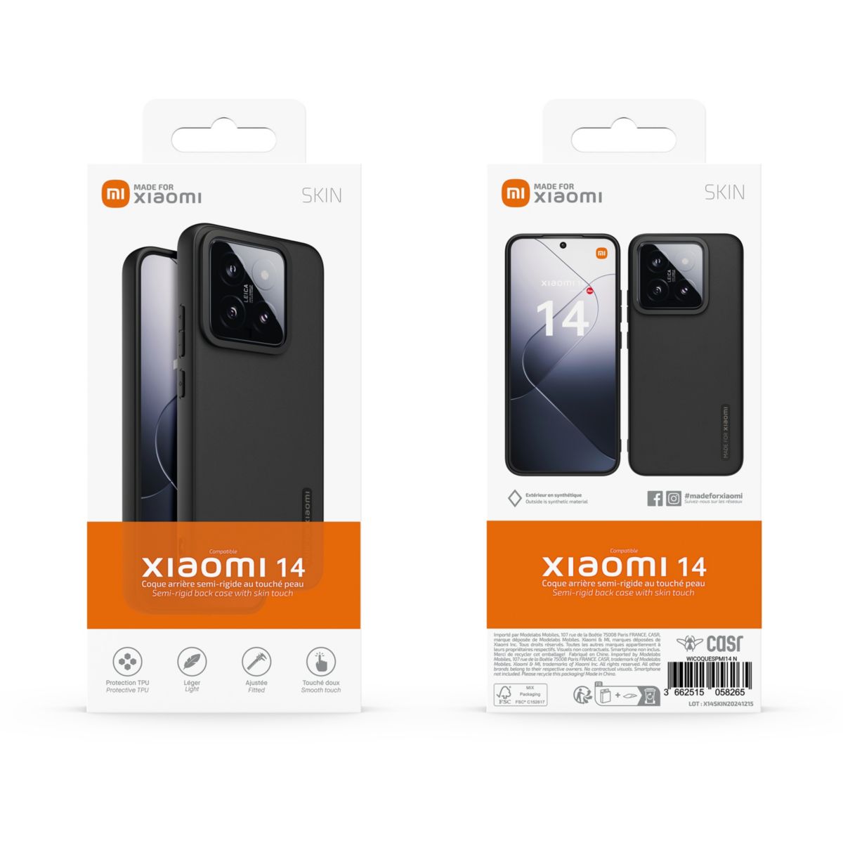 Coque Xiaomi 14 premium Noir couleur unique, MADE FOR XIAOMI