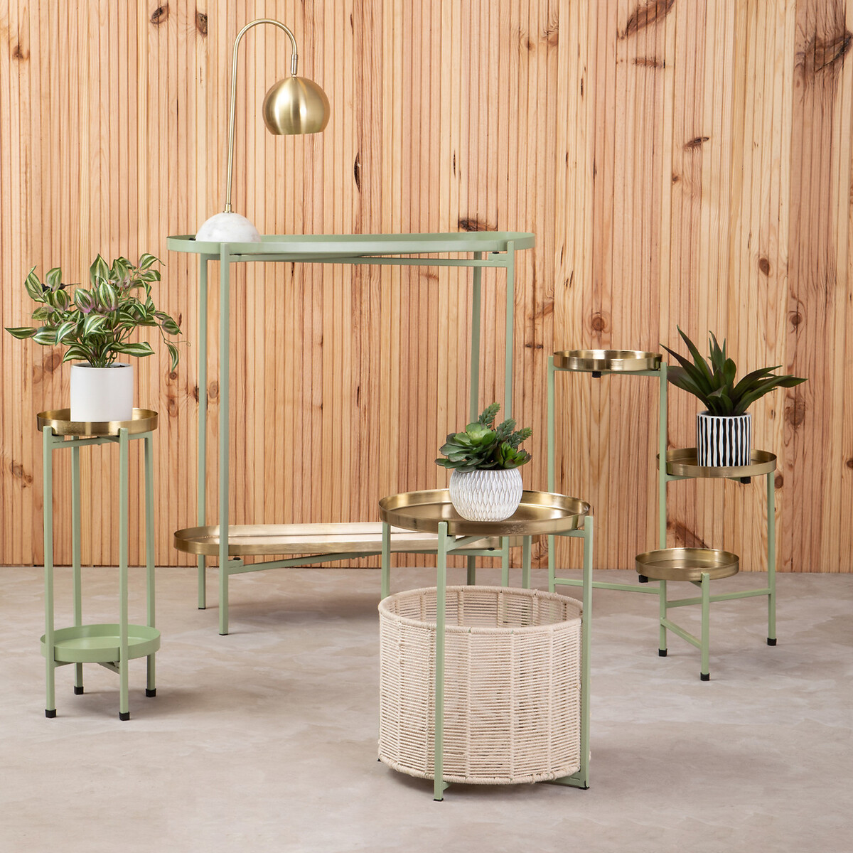 Pastel Metal Three-Tier Plant Stand green, SO'HOME