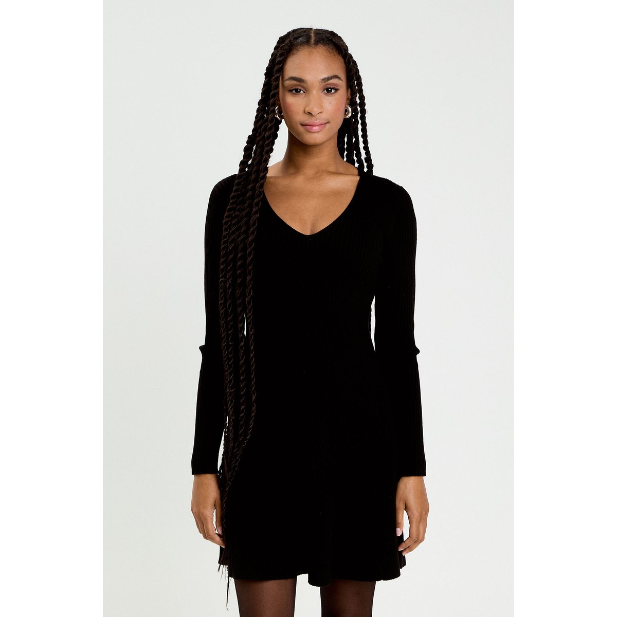 Robe tricot patineuse côtelée noir, CACHE CACHE
