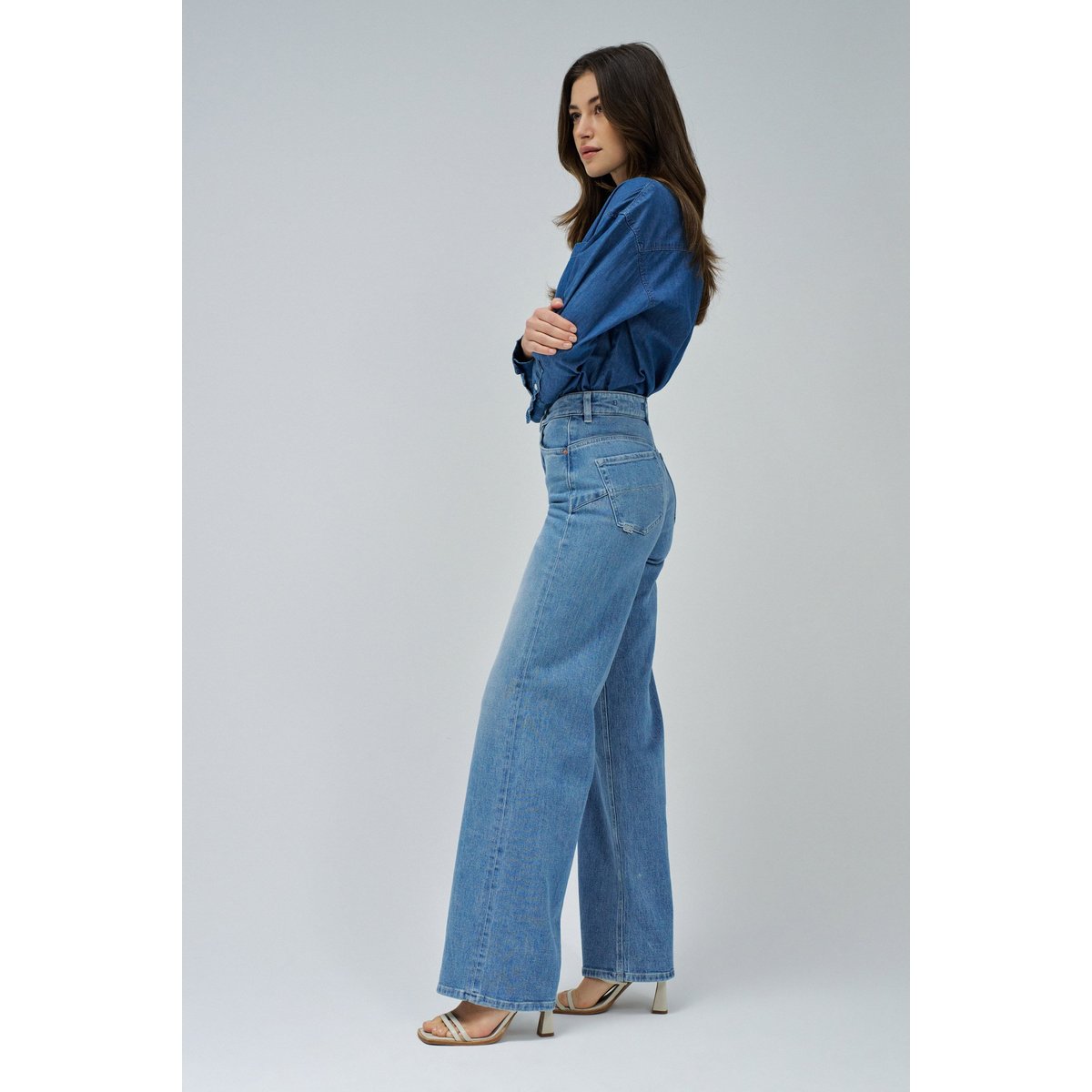 JEAN FAITH PUSH IN WIDE bleu turquoise, SALSA JEANS