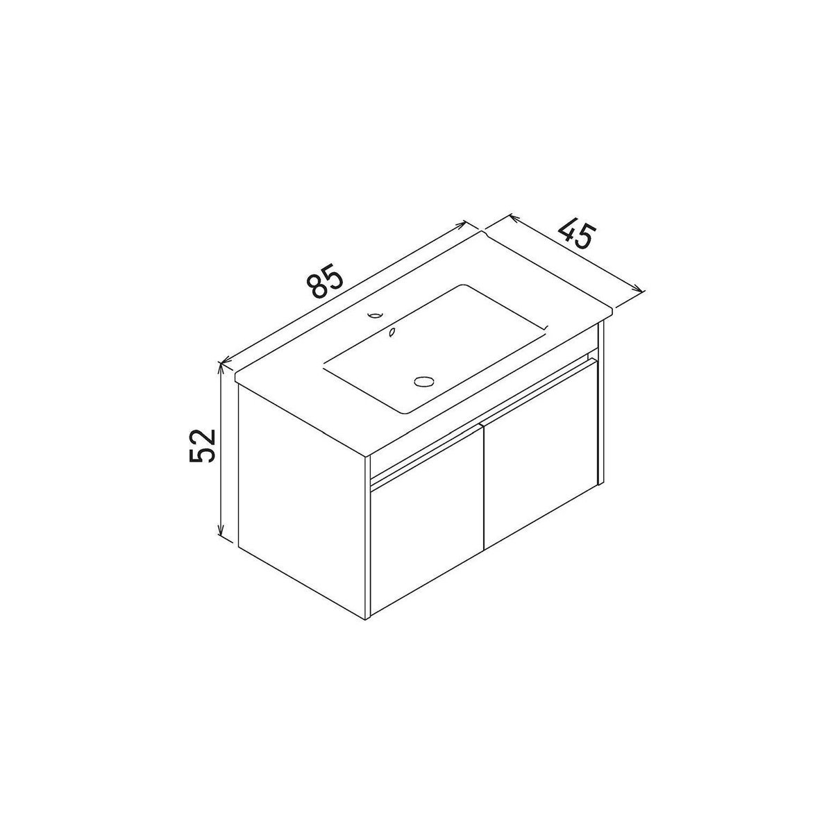 Meuble vasque suspendu 85 cm 2 portes NAÏA blanc, PIER IMPORT