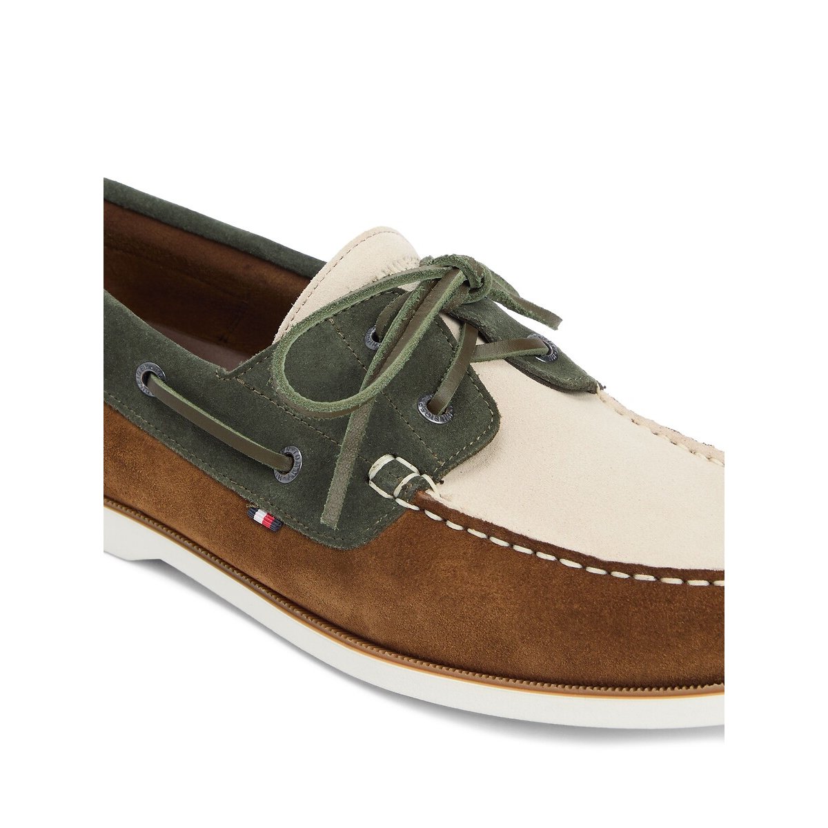 Chaussures bateau en cuir suédé marron/vert, TOMMY HILFIGER