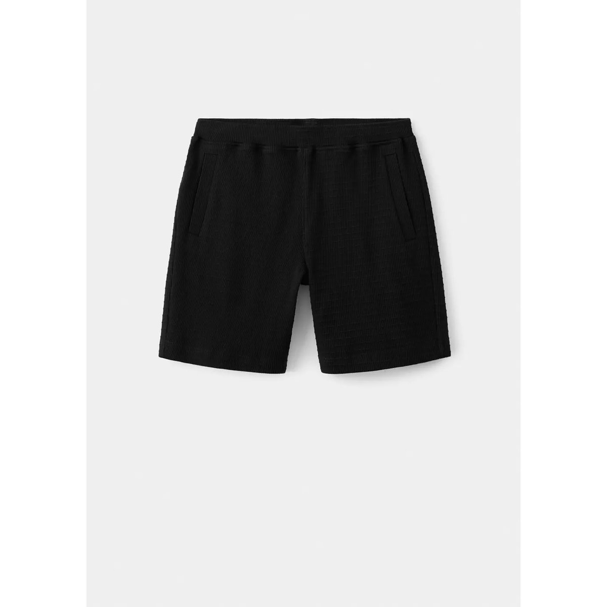 Bermuda 100 % coton texturé noir, MANGO MAN